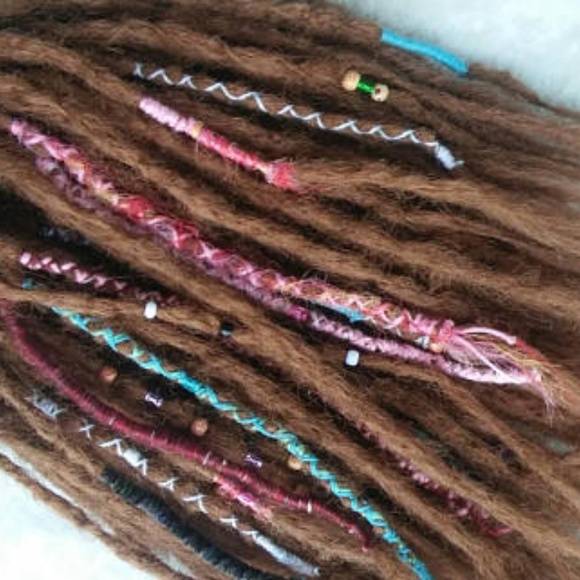 double ended brown dreadlocks with dreadwraps yarn main image 4